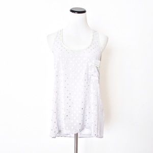 Lush Gray Metallic Polka Dot Sheer Top